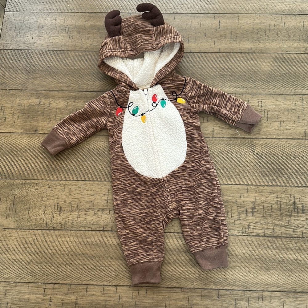Adorable Reindeer zip up onesie